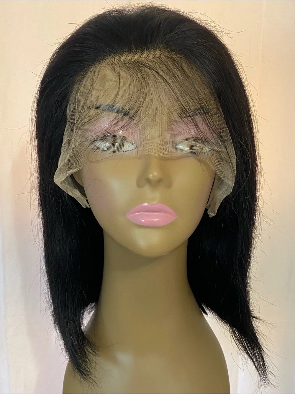 Natural Black 13x6 HD Lace Front Wig Glueless Human Hair 12 Inch  180 Density